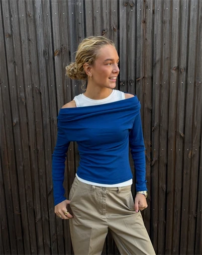 JJXX - JXHenna Off Shoulder Layering Top - True Blue